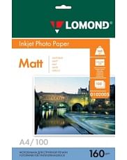 Фотобумага Lomond Матовая A4 160 г/кв. м. 100 листов (0102005)