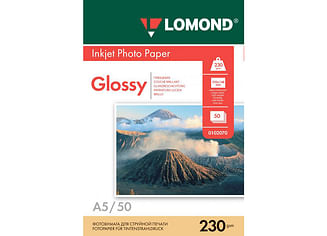 Фотобумага Lomond глянцевая для струйной печати, A5, 230 г/м2, 50 листов, 0102070