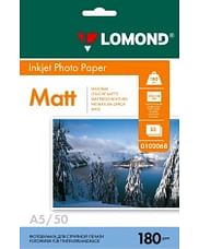 Фотобумага Lomond матовая для струйной печати, A5, 180 г/м2, 50 листов, 0102068