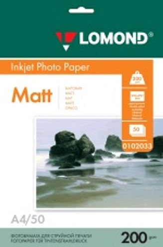 Фотобумага Lomond Матовая двухсторонняя A4 200 г/м2, 50 л. (0102033)