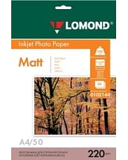 Фотобумага Lomond Матовая двухсторонняя A4 220 г/м2, 50 л. (0102144)