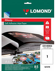 Фотобумага Lomond глянцевая самоклеящаяся A4 85 г/м2 25 л. неделёная (210 x 297 мм) (2410003)