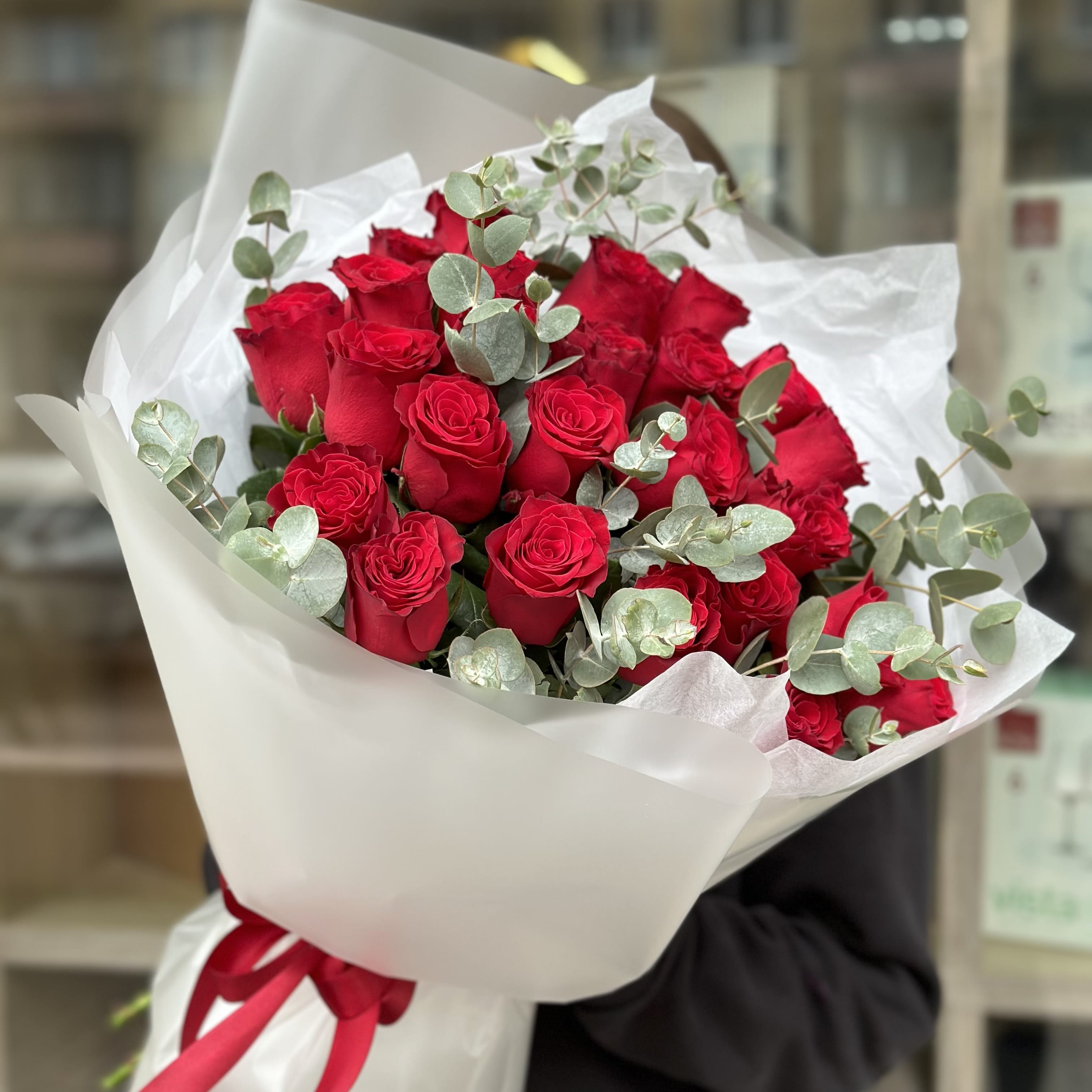 Букет роз "Алый" 25 роз