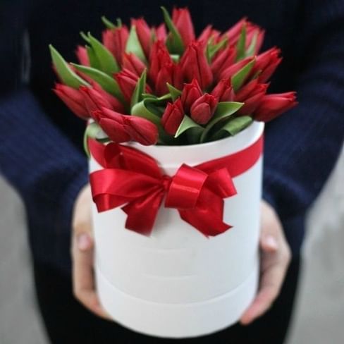 Тюльпаны в коробке "Комплимент" 25 шт.