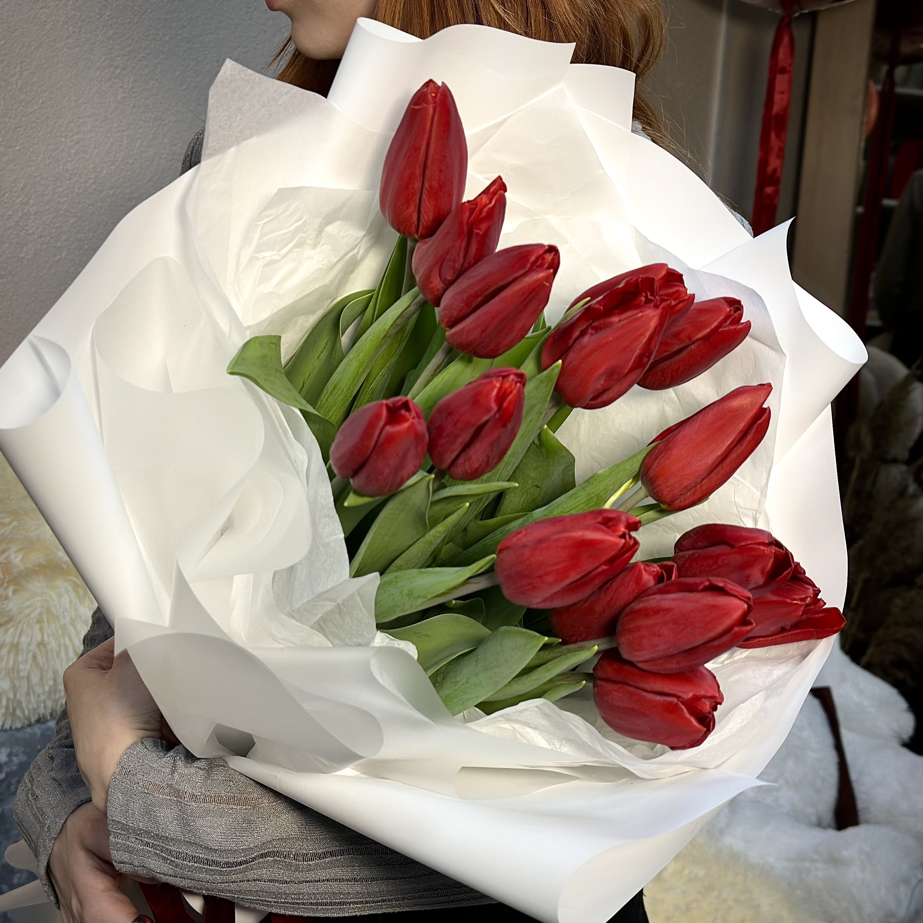 Букет тюльпанов "Иноземка" 15 шт.