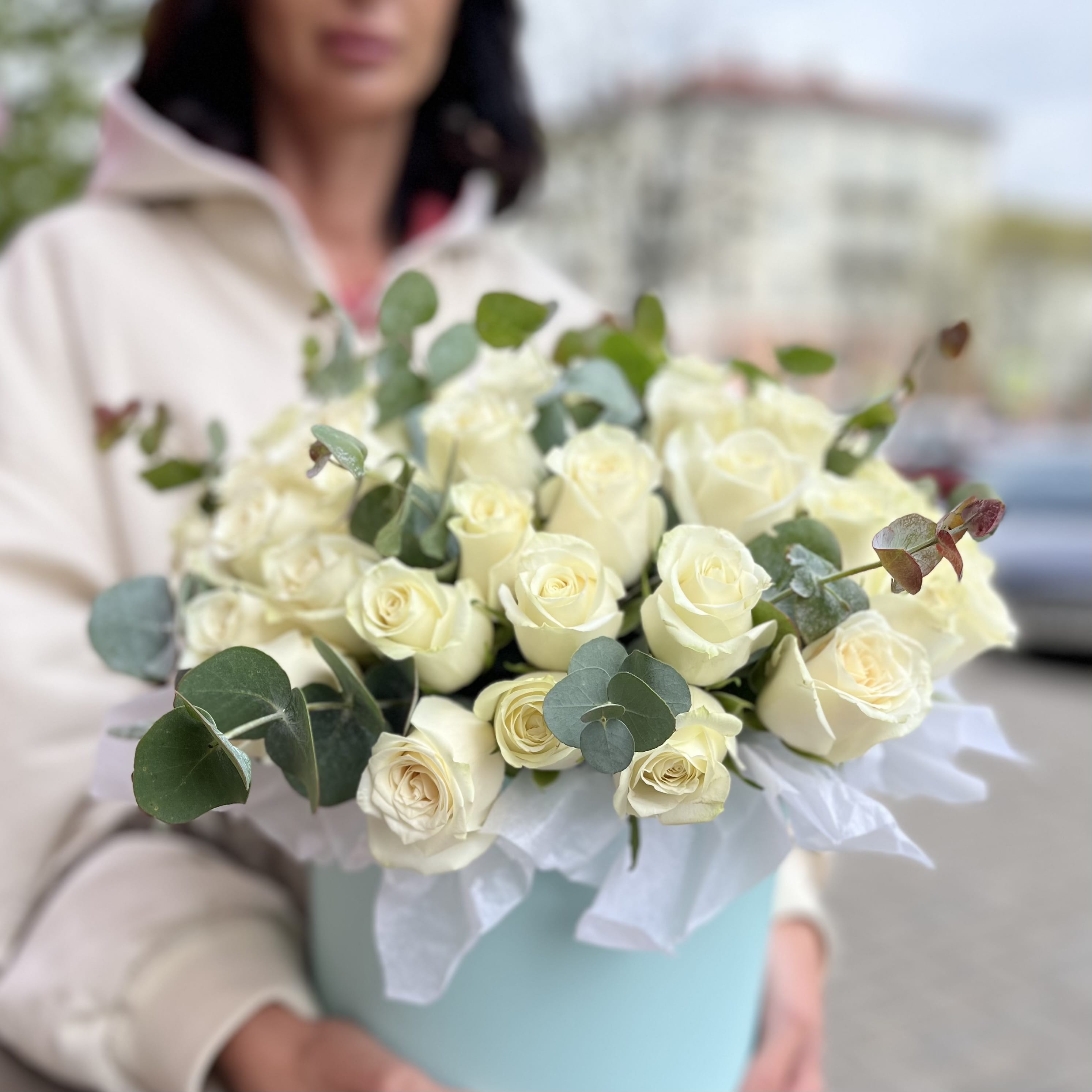 Цветы в коробке №7 51 роза