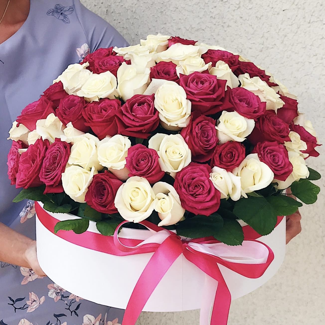 Коробка с цветами "Сердечно" 101 шт.