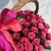 Корзина с розами "Малиновая нежность" 51 шт.