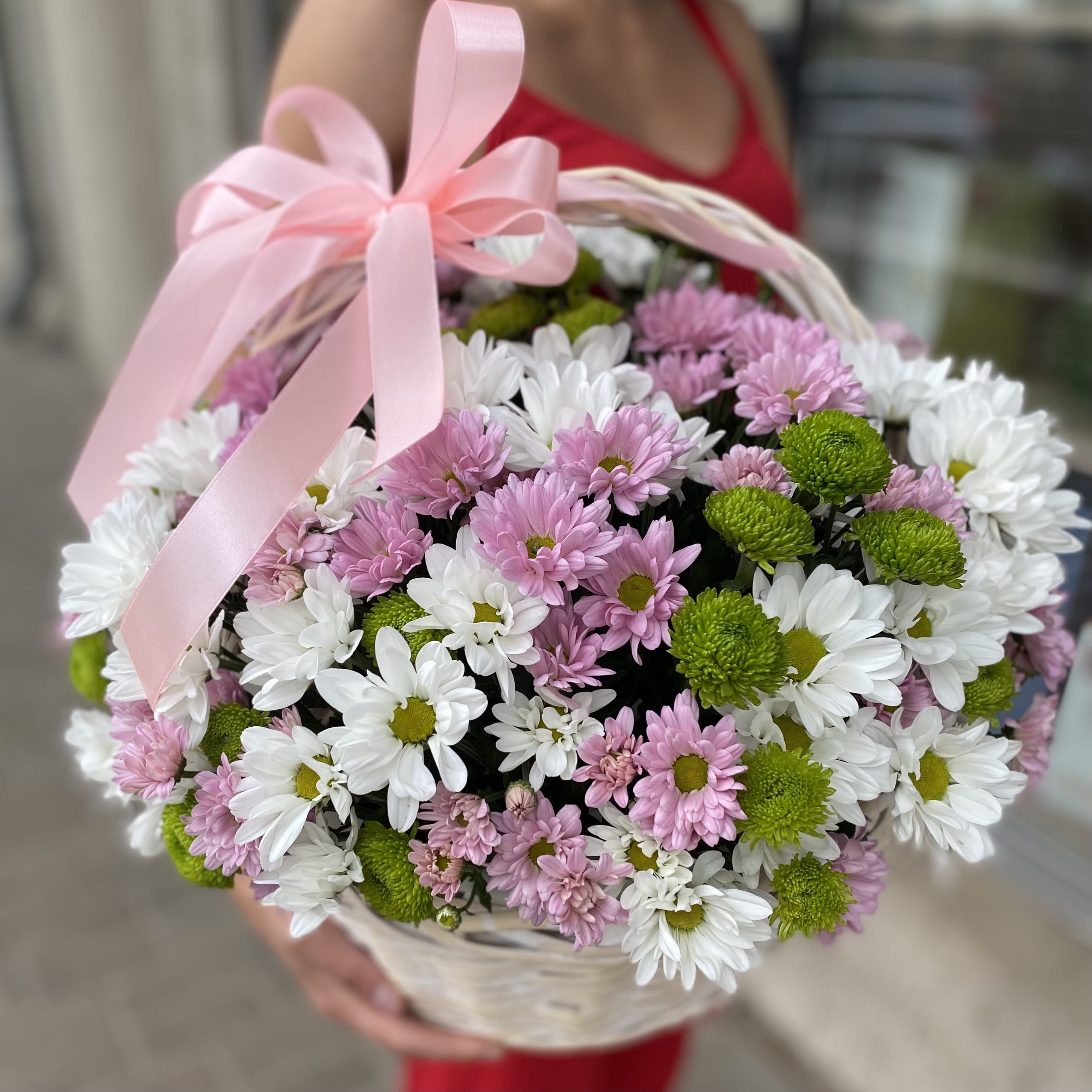 Корзина цветов "Хризантема Микс"