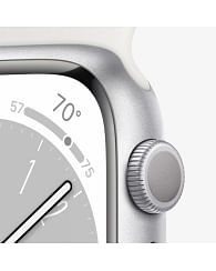 Apple Watch Series 8 GPS, 41 мм, алюминий цвета серебро, спортивный ремешок белого цвета Apple