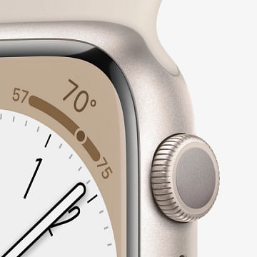 Apple Watch Series 8 GPS, 45 мм, алюминий цвета «сияющая звезда», спортивный ремешок цвета «сияющая звезда» Apple