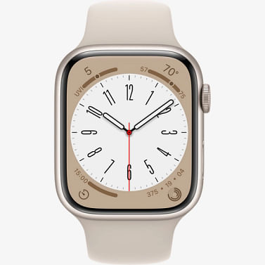 Apple Watch Series 8 GPS, 45 мм, алюминий цвета «сияющая звезда», спортивный ремешок цвета «сияющая звезда» Apple