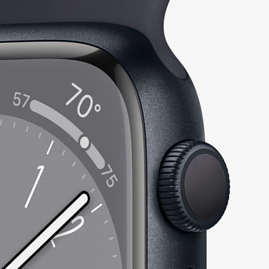 Apple Watch Series 8 GPS, 45 мм, алюминий цвета «тёмная ночь», спортивный ремешок цвета «тёмная ночь» Apple