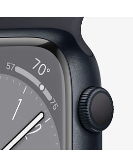 Apple Watch Series 8 GPS, 41 мм, алюминий цвета «тёмная ночь», спортивный ремешок цвета «тёмная ночь» Apple