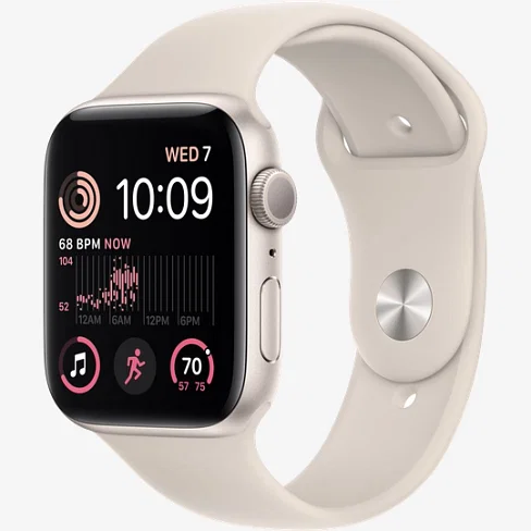 Apple Watch SE GPS Gen.2, 44 мм, алюминий цвета «сияющая звезда», спортивный ремешок цвета «сияющая звезда» Apple MNJX3