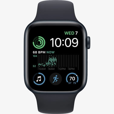 Apple Watch SE GPS (2-го поколения), 44 мм, алюминий цвета «тёмная ночь», спортивный ремешок цвета «тёмная ночь» Apple MNK03