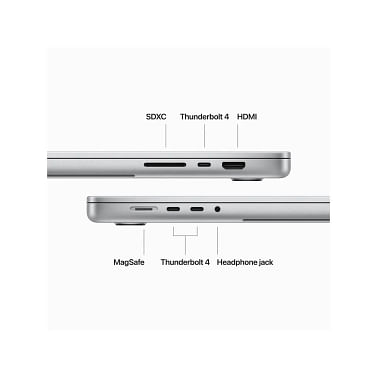 MacBook Pro 16" дюймов: Apple M3 Pro (12C CPU/18C GPU), 36 ГБ объединённой памяти, SSD‑накопитель 512ГБ, «серебристый» Apple MRW63