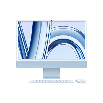 IMac 24 дюйма с дисплеем Retina 4,5K, Чип Apple M3 (8C CPU/10C GPU), 8 ГБ объединённой памяти, SSD‑накопитель 256 ГБ, цвет «синий» Apple
