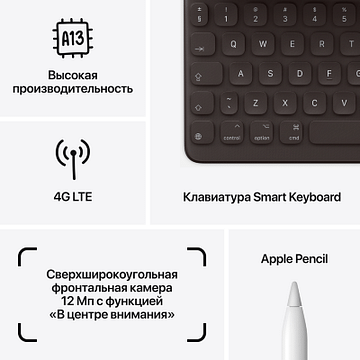 IPad 10,2 дюйма (9-го поколения), Wi-Fi + Cellular, 64 ГБ, «серый космос» Apple MK473