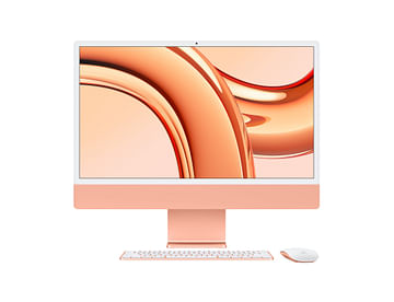 IMac 24 дюйма с дисплеем Retina 4,5K, Чип Apple M3 (8C CPU/10C GPU), 8 ГБ объединённой памяти, SSD‑накопитель 512 ГБ, цвет «оранжевый» Apple