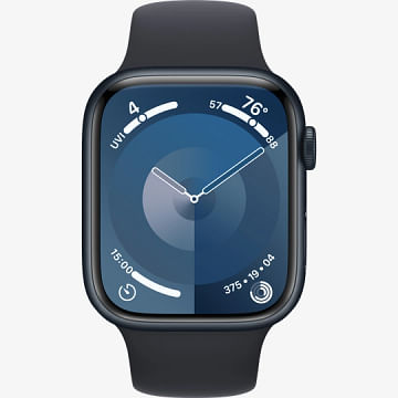 Watch Series 9 GPS, 45 мм, алюминий цвета «тёмная ночь», спортивный ремешок цвета «тёмная ночь» Apple