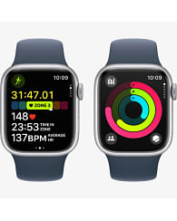 Watch Series 9 GPS, 45 мм, алюминий серебристого цвета, спортивный ремешок цвета «штормовой синий» Apple