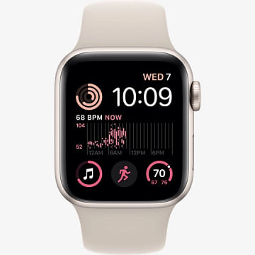 Apple Watch SE GPS (2-го поколения), 40 мм, алюминий цвета «сияющая звезда», спортивный ремешок цвета «сияющая звезда» Apple MNJP3