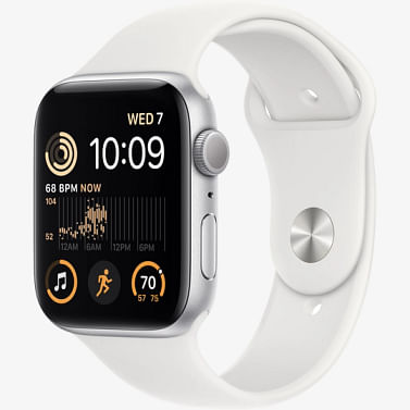 Apple Watch SE GPS (2-го поколения), 44 мм, алюминий серебристого цвета, спортивный ремешок белого цвета Apple MNK23