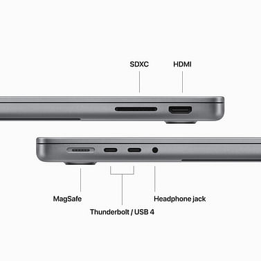 MacBook Pro 14.2" дюймов: Apple M3 (8C CPU/10C GPU), 8 ГБ объединённой памяти, SSD‑накопитель 1ТБ, «серый космос» Apple MTL83