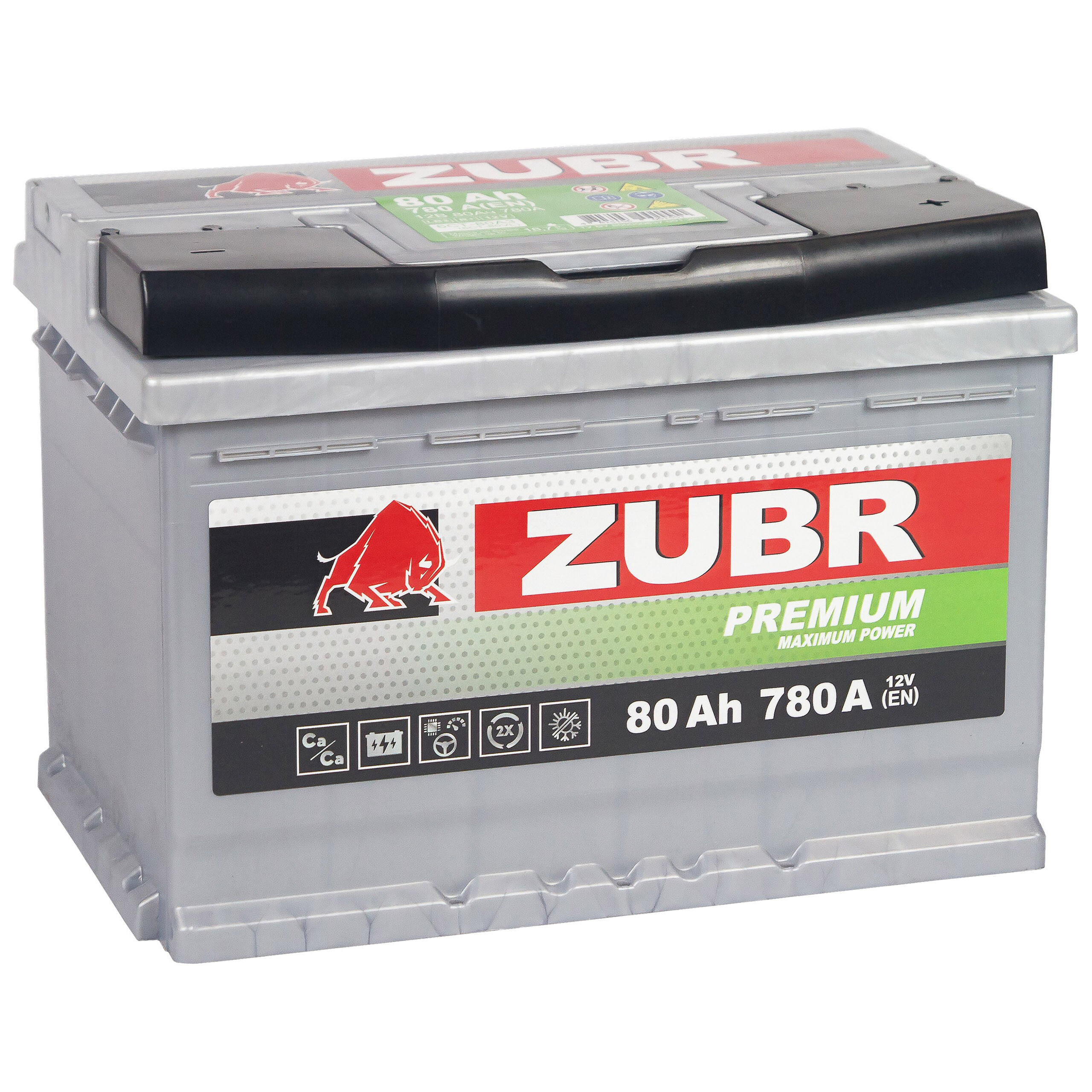 Аккумулятор ZUBR Premium 80Ah 820A R+