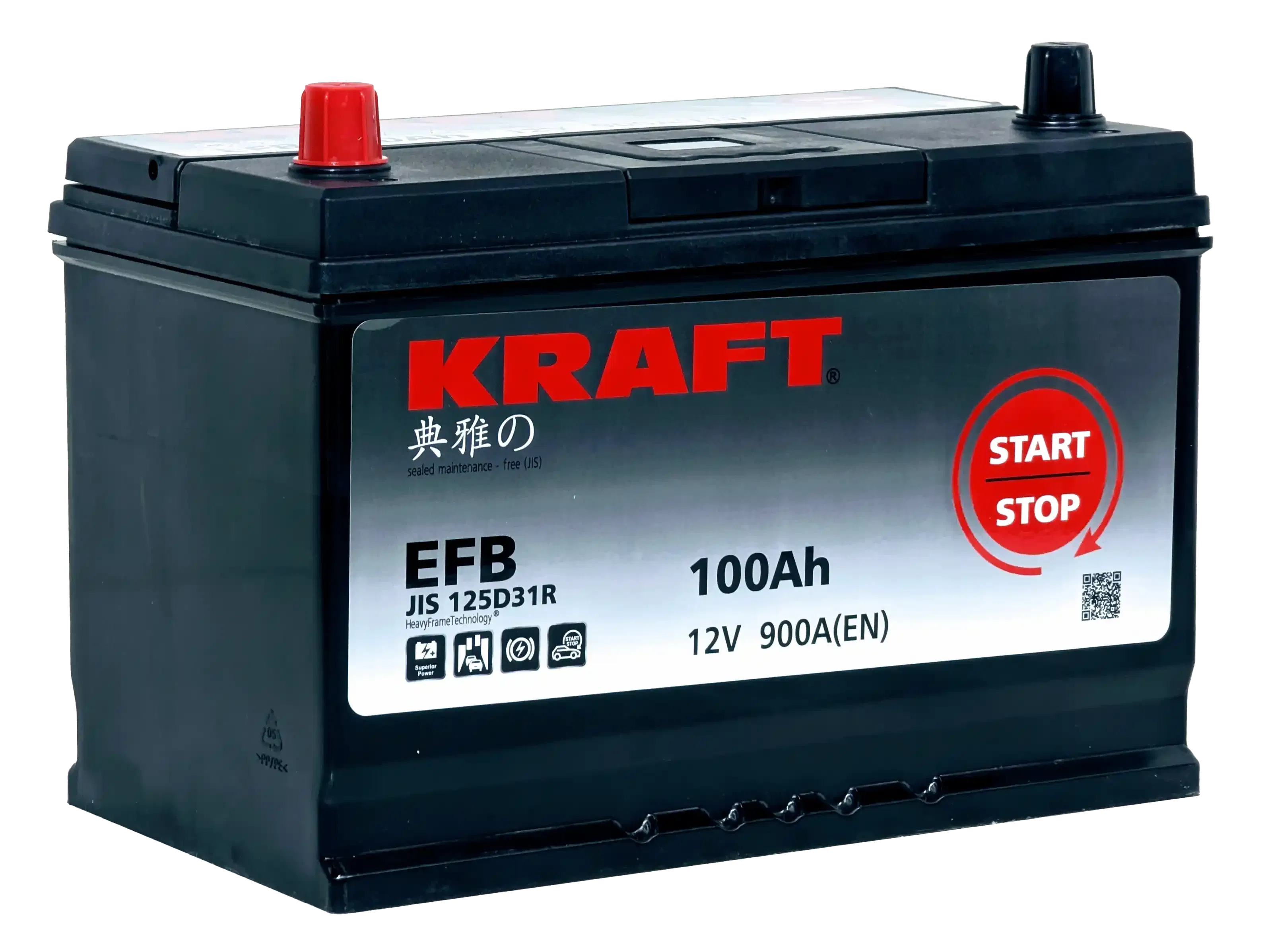 Аккумулятор KRAFT EFB ASIA 100Ah 900A L+