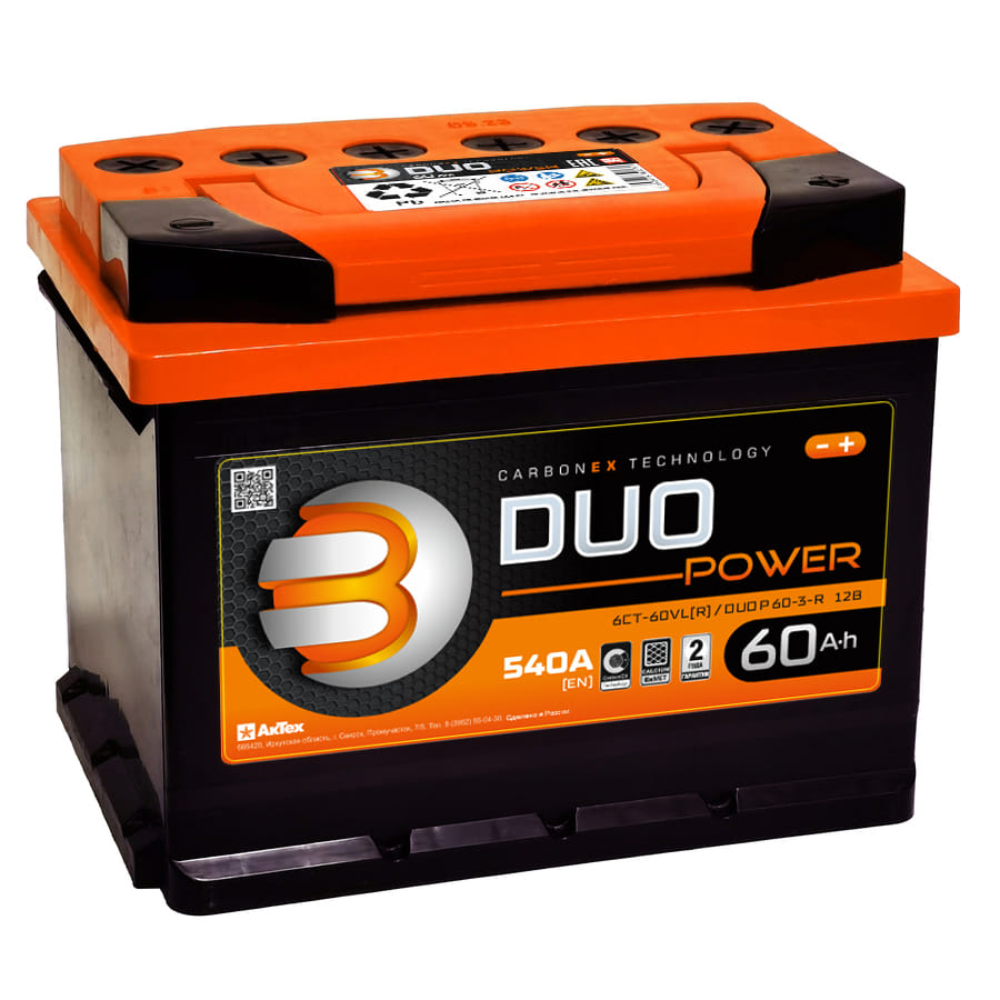 Аккумулятор DUO 60Ah 540A L+
