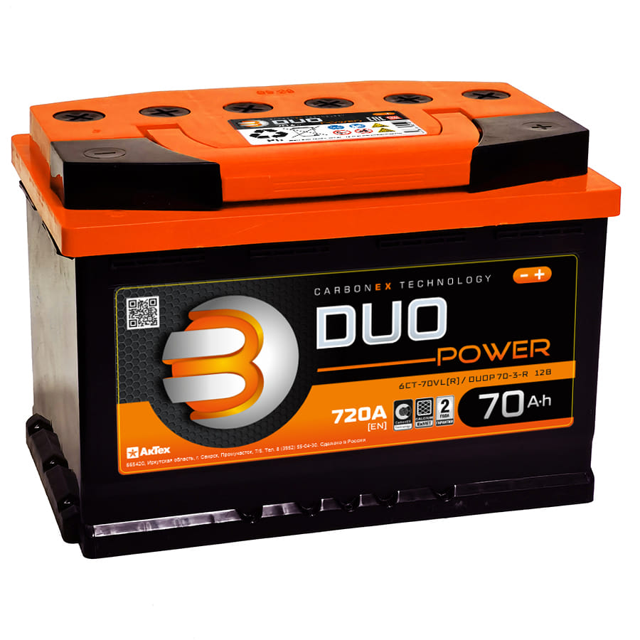 Аккумулятор DUO 70Ah 720A R+