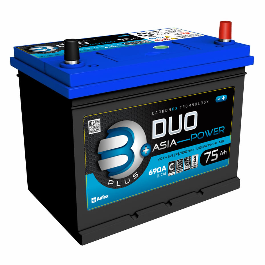 Аккумулятор DUO ASIA 75Ah 690A R+