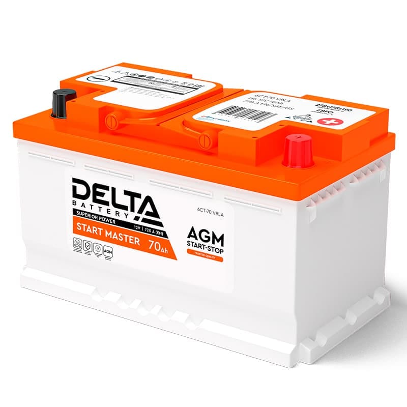 Аккумулятор DELTA AGM 70Ah 720A R+