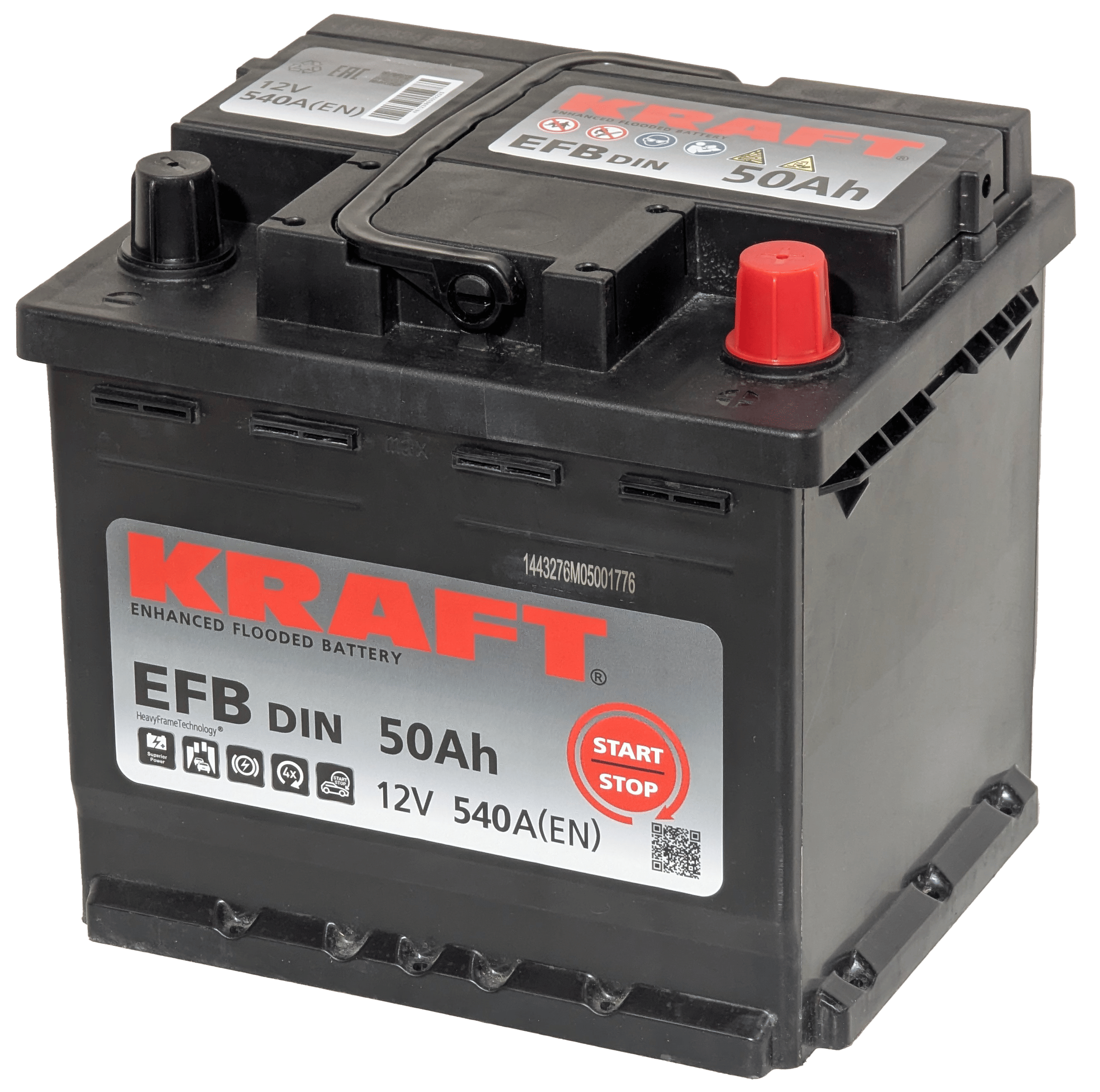 Аккумулятор KRAFT EFB 50Ah 540A R+
