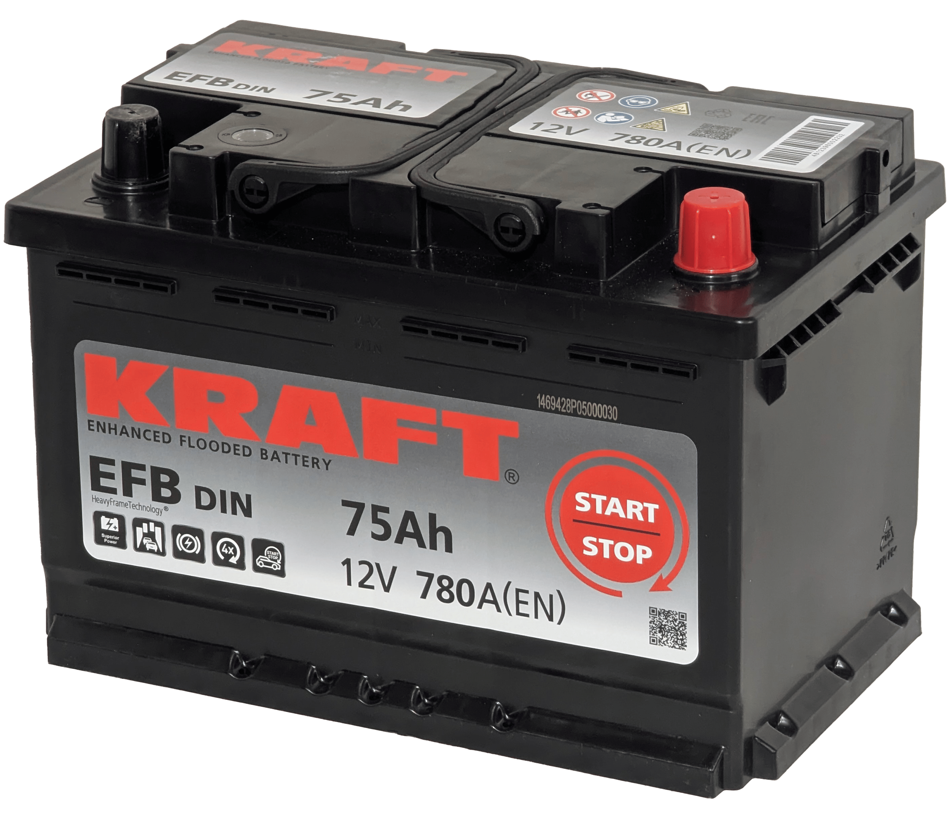 Аккумулятор KRAFT EFB 75Ah 780A R+