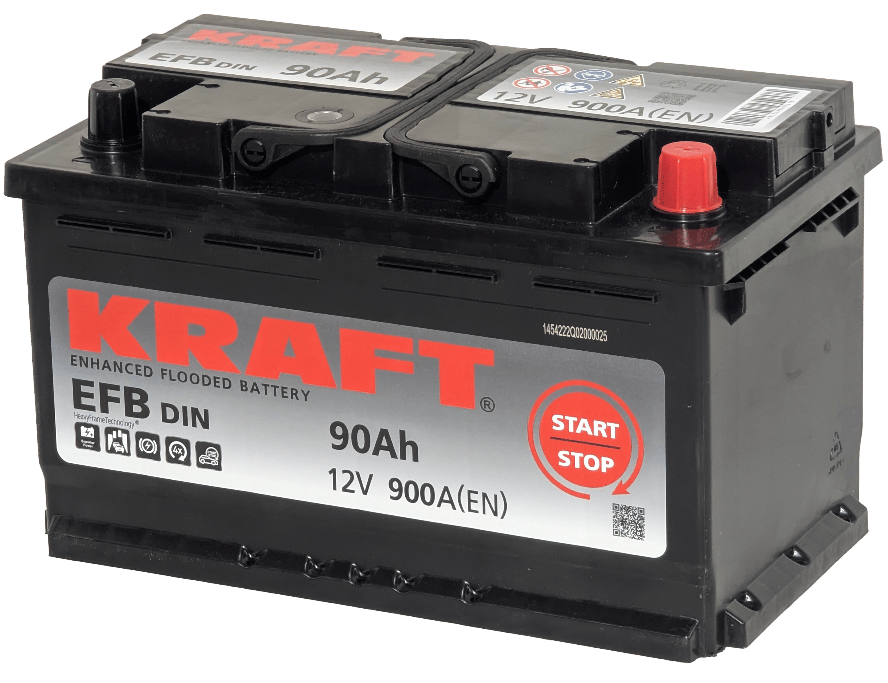 Аккумулятор KRAFT EFB 90Ah 900A R+
