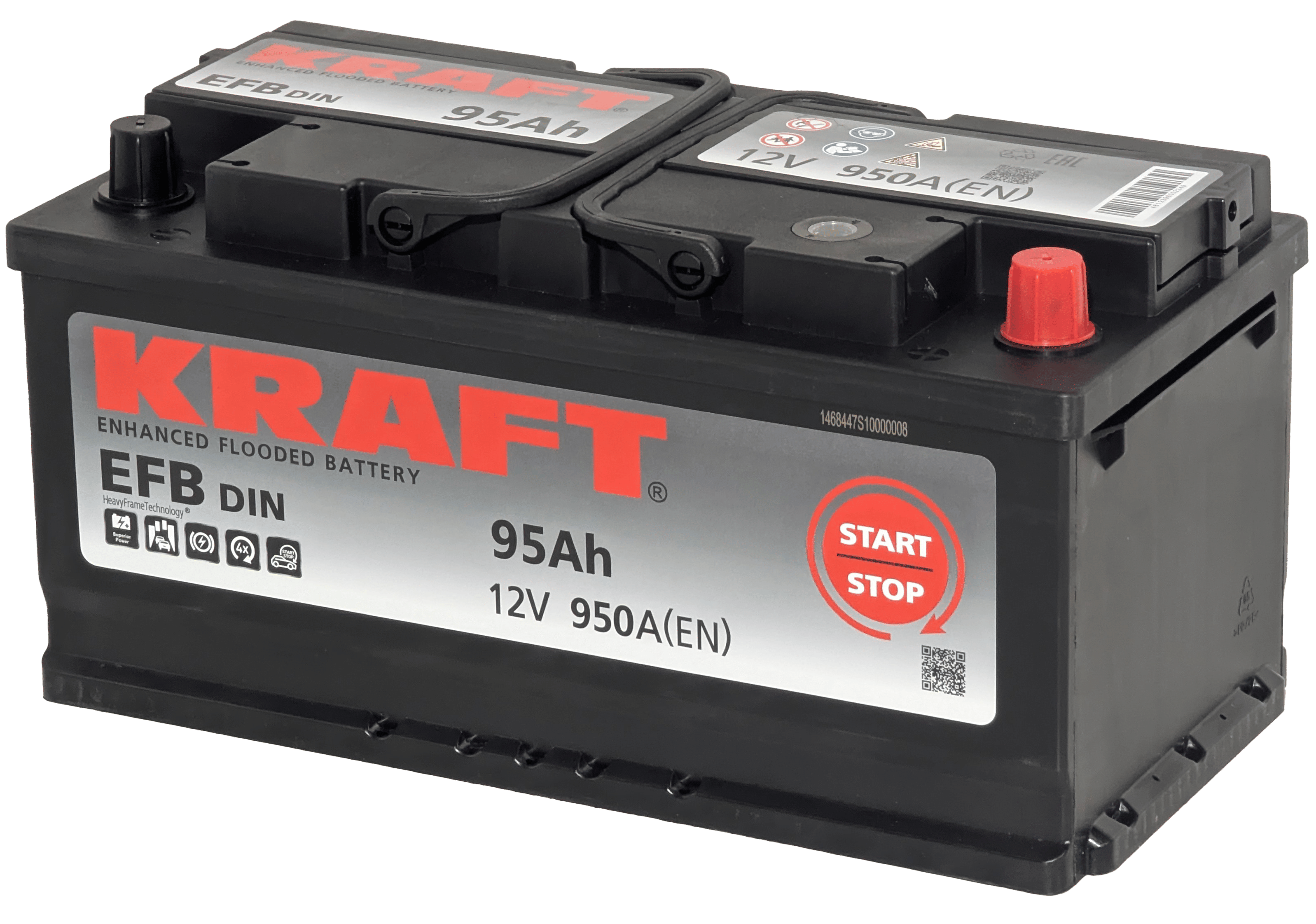Аккумулятор KRAFT EFB 95Ah 950A R+ низкий