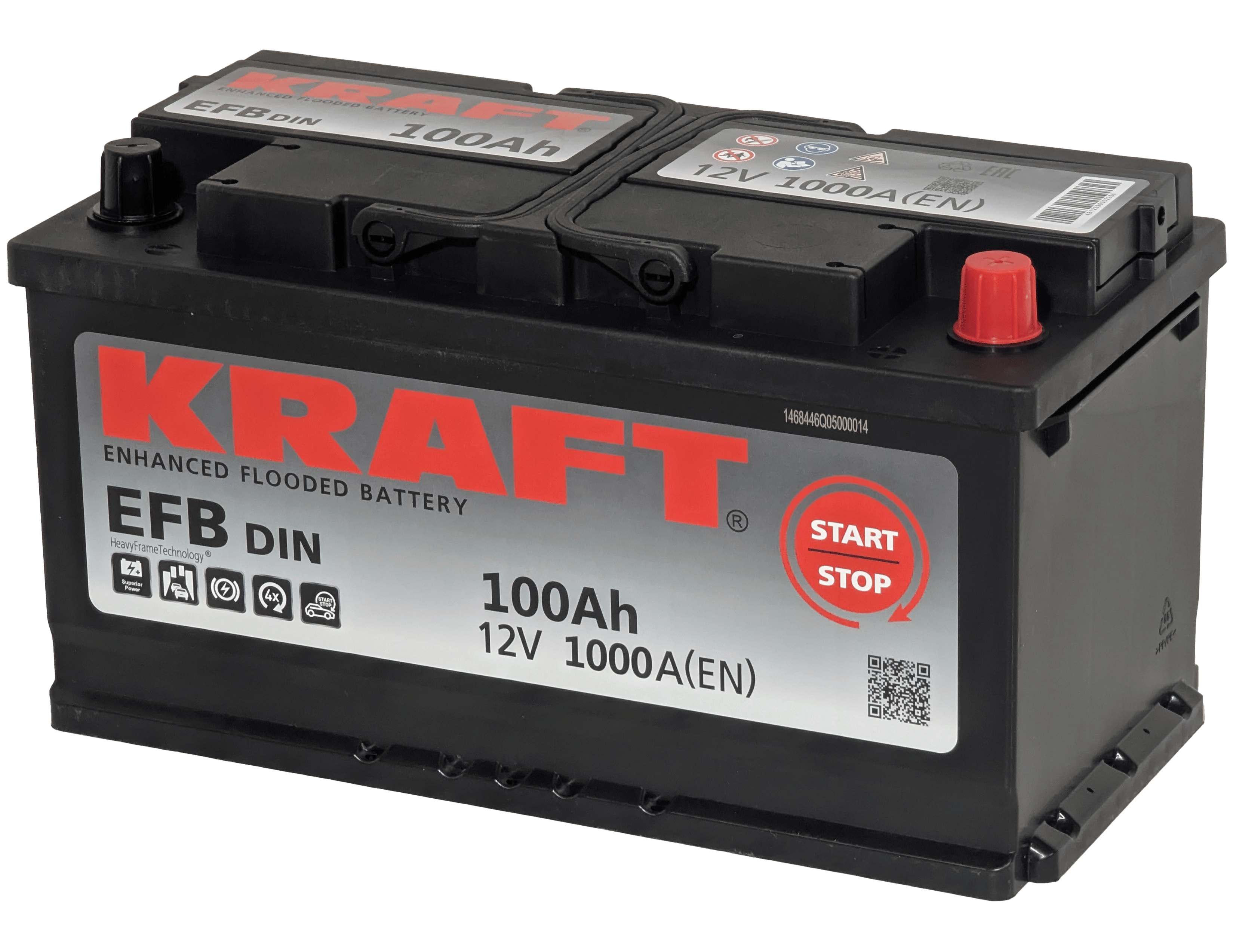 Аккумулятор KRAFT EFB 100Ah 1000A R+