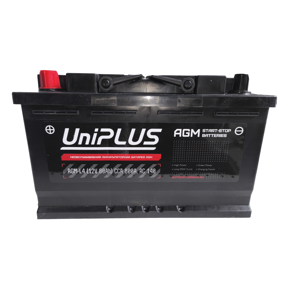 Аккумулятор UniPLUS AGM 80Ah 800A L+