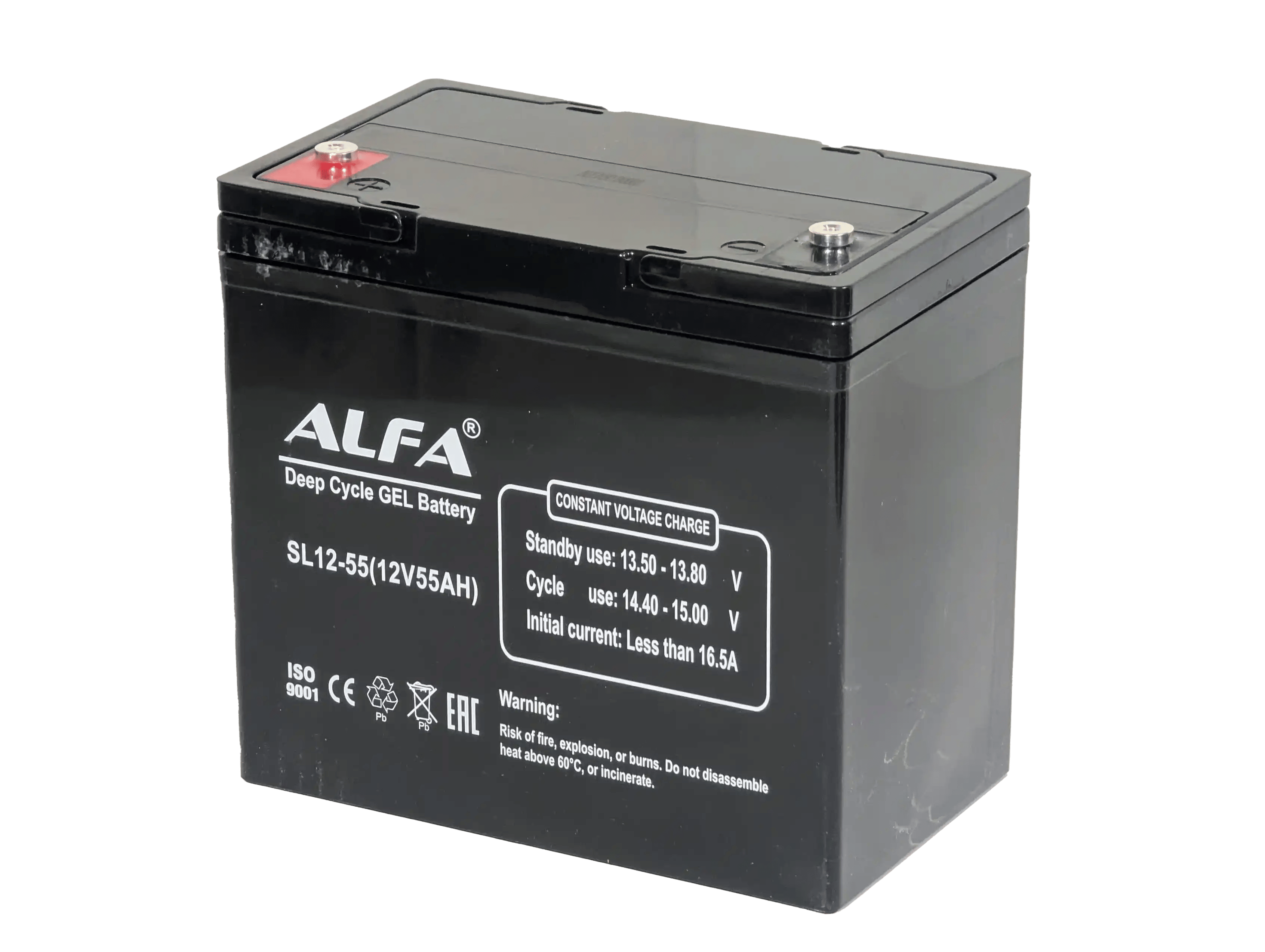 Аккумулятор ALFA 12V-55Ah(C20) L+