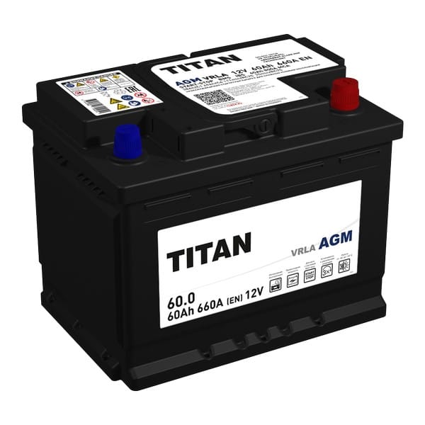 Аккумулятор TITAN AGM 60Ah 660A R+