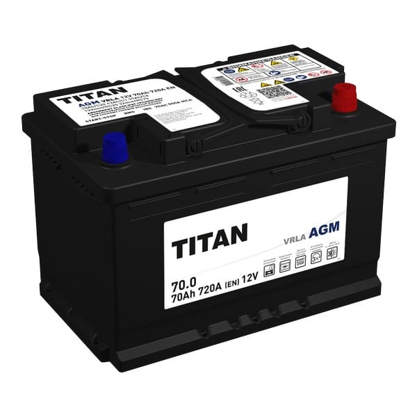 Аккумулятор TITAN AGM 70Ah 720A R+