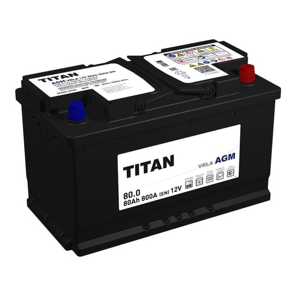 Аккумулятор TITAN AGM 80Ah 800A R+