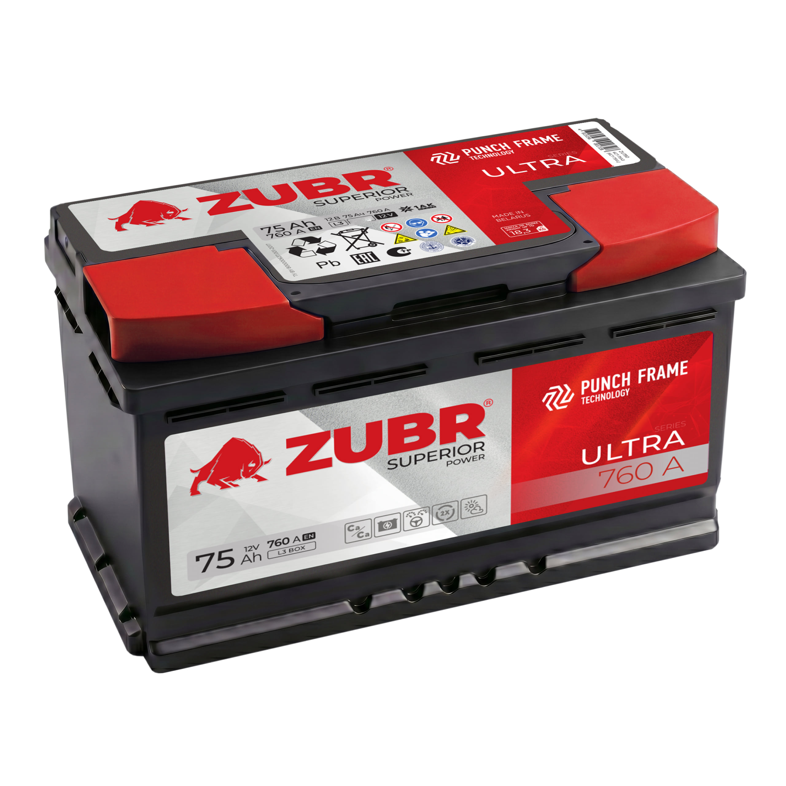 Аккумулятор ZUBR Ultra 75Ah 760A R+ L3
