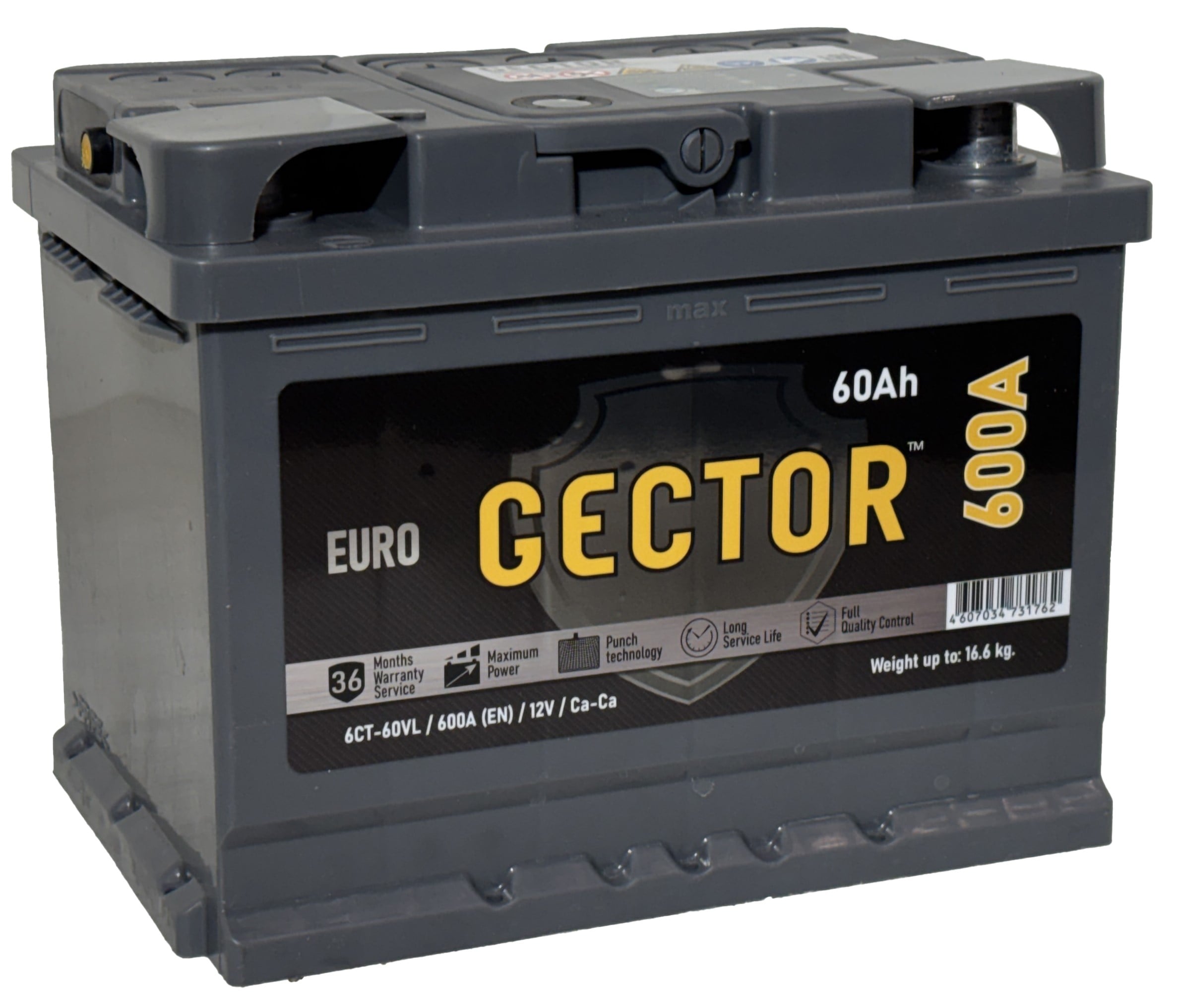 Аккумулятор GECTOR 60Ah 600A R+ L2