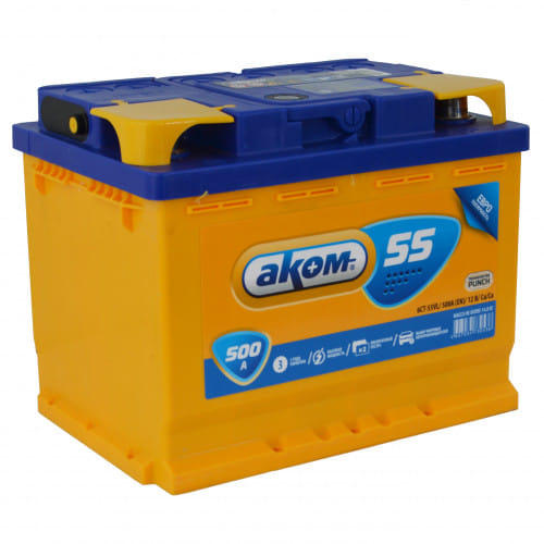 Аккумулятор AKOM 55Ah 500A R+