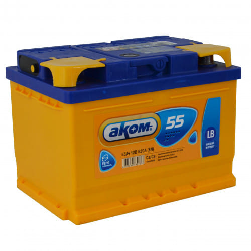Аккумулятор AKOM 55Ah 520A R+ низкий