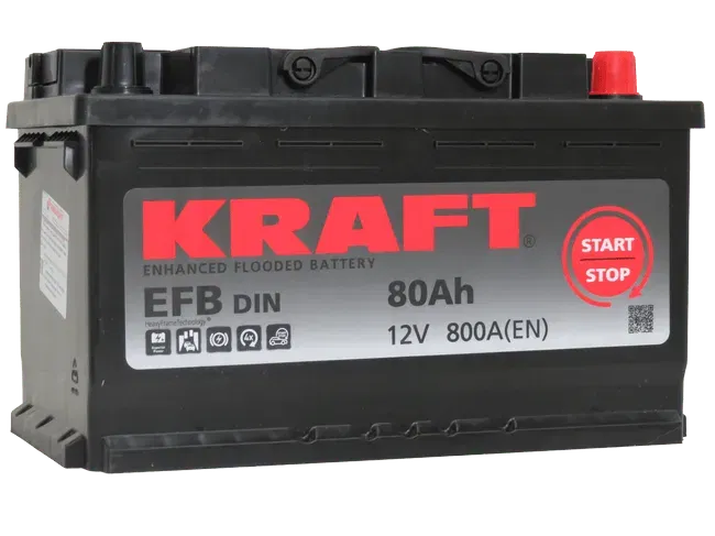 Аккумулятор KRAFT EFB 80Ah 800A R+